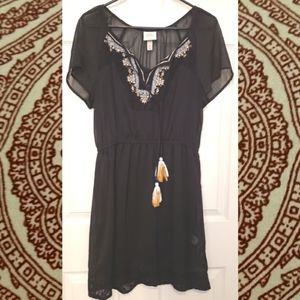Knox Rose Embroidered Black Boho Mini Dress